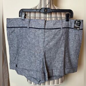 New York & Company Womens Cuffed Shorts Size 20 Blue Stretch Twill 4 Inch
